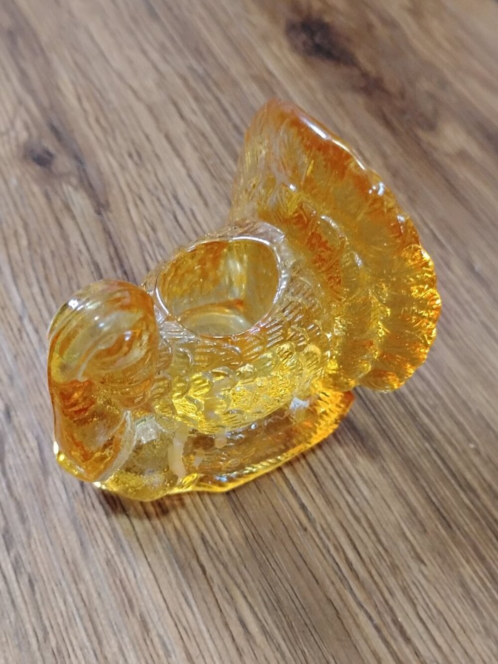 Vintage Amber Glass Turkey Candle Holder